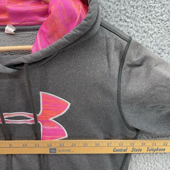 Under Armour Storm Hoodie Womens Small Gray Pink Logo Pullover Athletic Outdoor - Picture 3 of 7